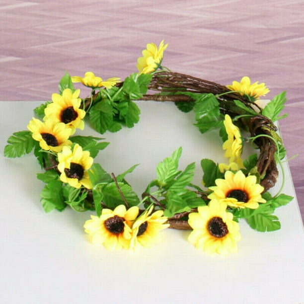 2.6M DIY Artificial Yellow Sunflower Silk Garland Vine Wedding Party DIY Decor